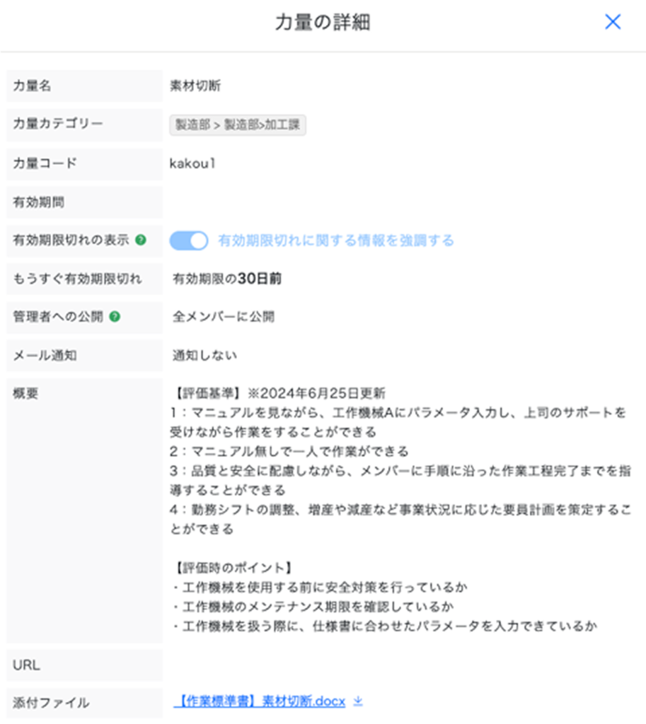 力量の詳細