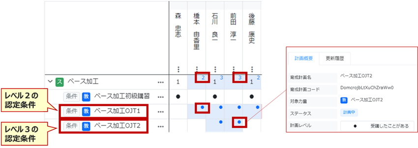図3：スキルマップの設定条件の例